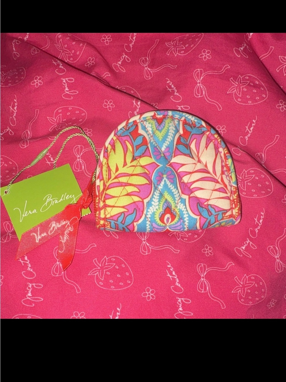 Vera Bradley Multicolor Tropical Leaf Quilted Coin Pouch - Picture 1 of 3